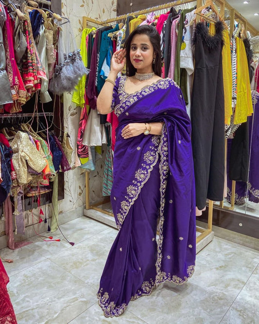 Pure Two Tone Vichitra Silk Saree