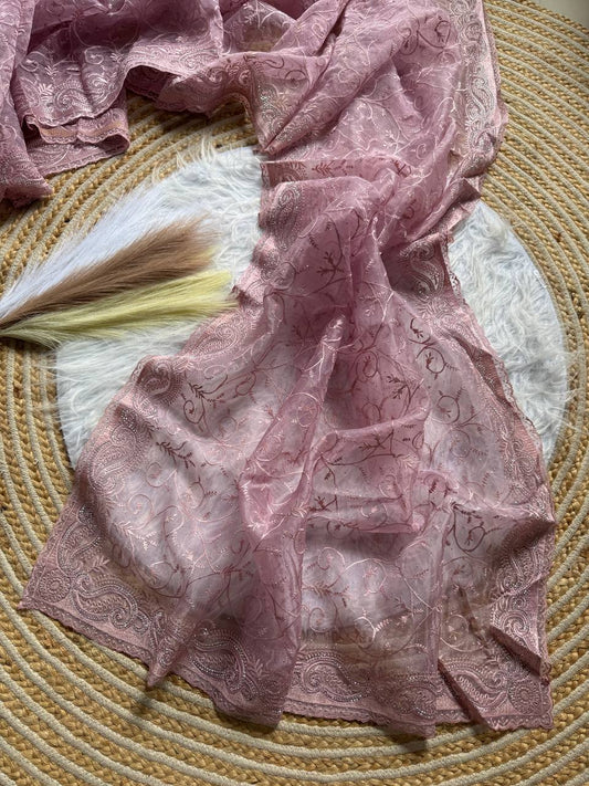 Pure Organza silk with shiny fabric in a solid color saree