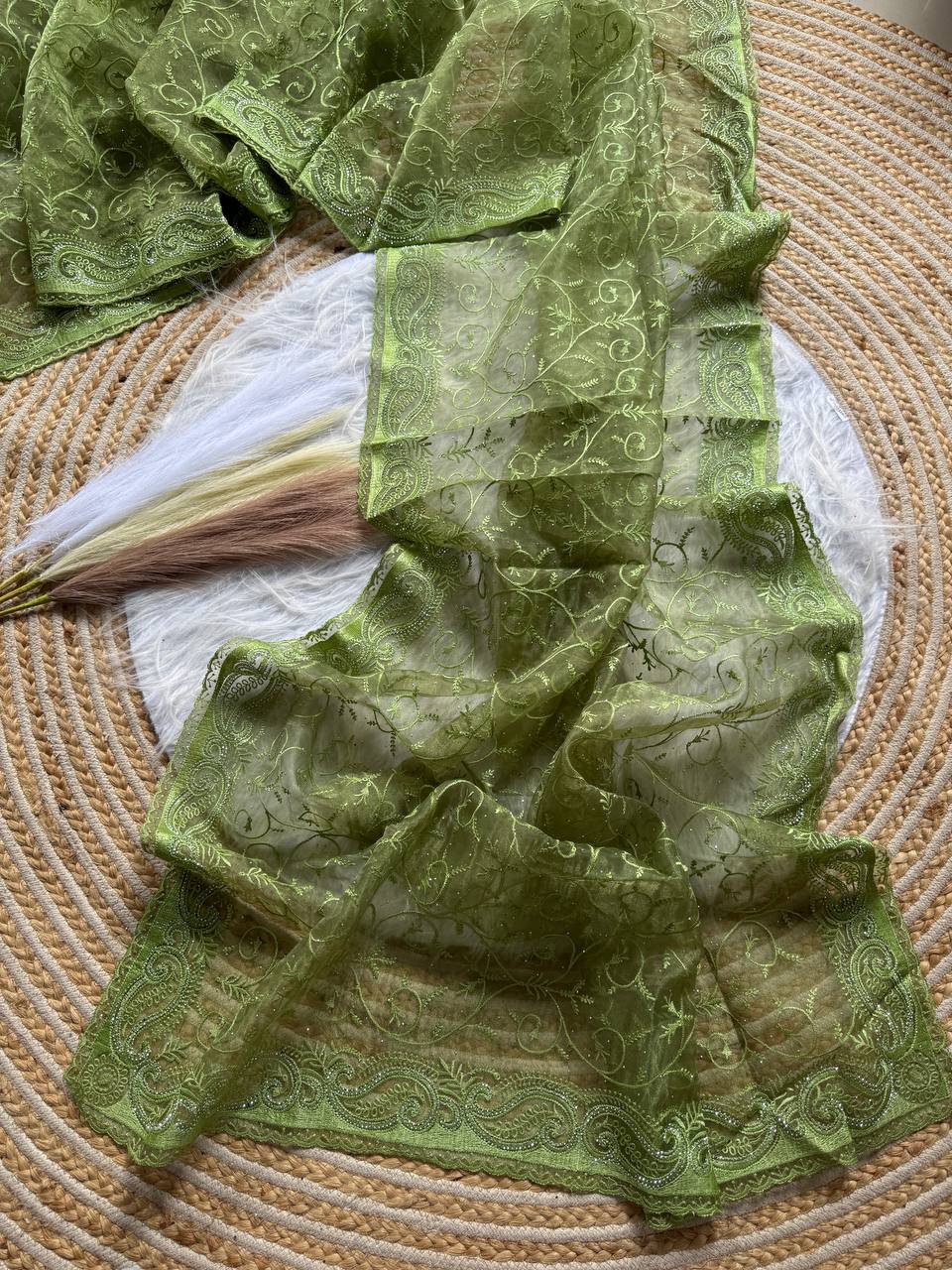 Pure Organza silk with shiny fabric in a solid color saree