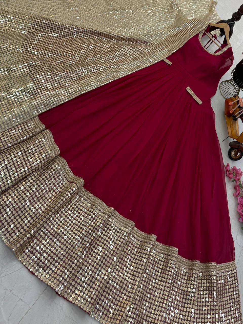 New Designer Party Gown Pent & Dupatta Set