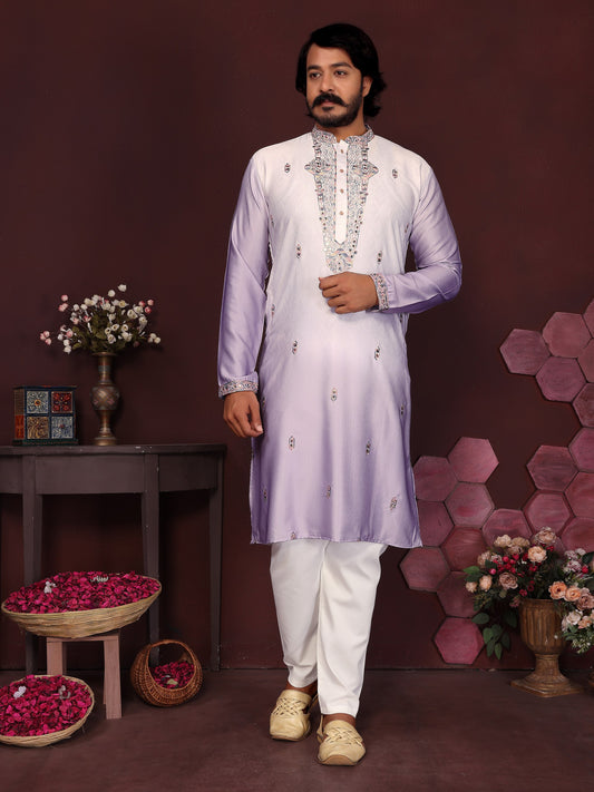 Premium Cotton Silk With Embroidery sequins work Men's Kurta