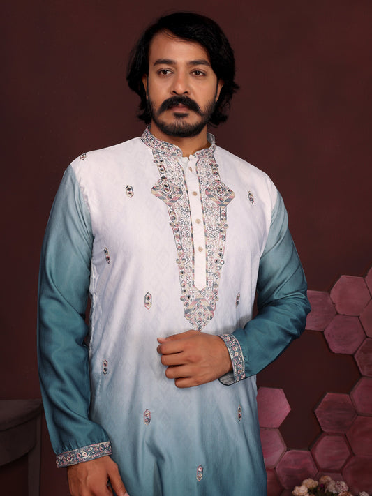 Premium Cotton Silk With Embroidery sequins work Men's Kurta