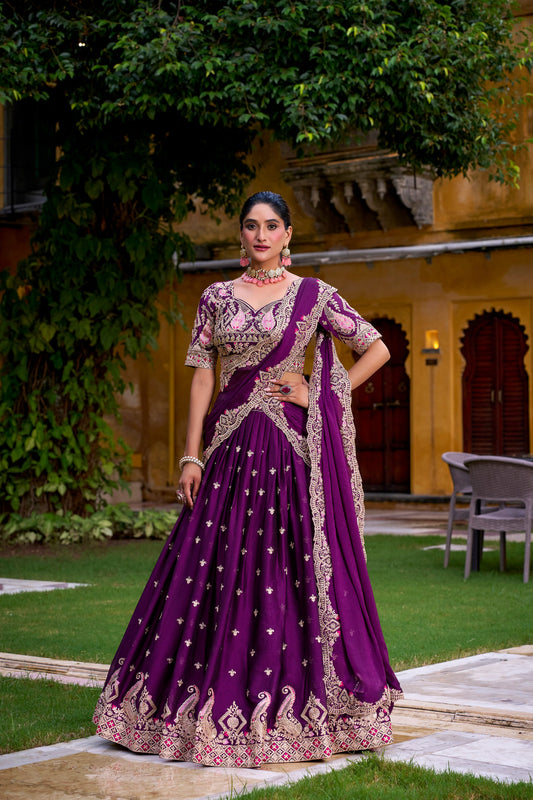 Rangoli Crush Sequins and Thread Embroidery Work Lehenga