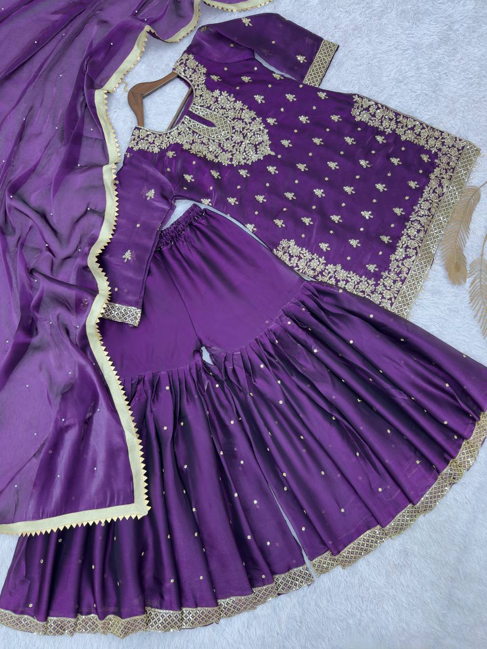 PRESENTING 3 PIECE STYLISH TOP SHARARA AND DUPATTA