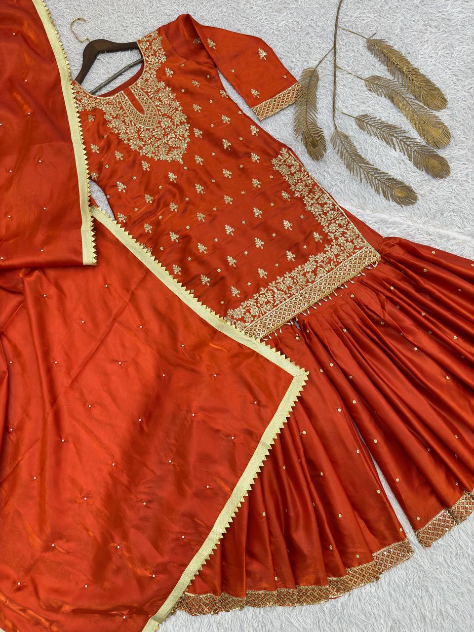 PRESENTING 3 PIECE STYLISH TOP SHARARA AND DUPATTA