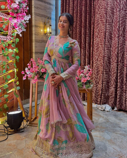 New Designer Party Gown & Dupatta Set