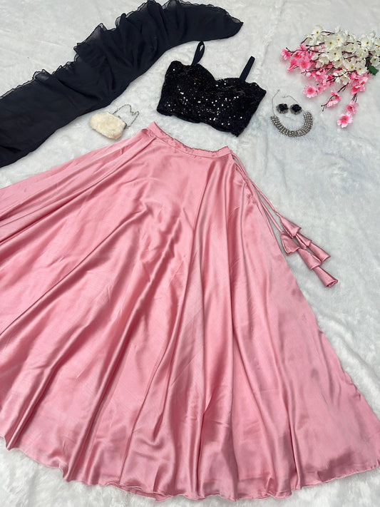 Pure devsena satin silk lehnga