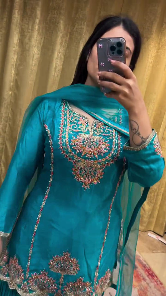 FESTIVAL SPECIAL NEW DESIGN ON SILK FABRIC CRUSH PLAZZO