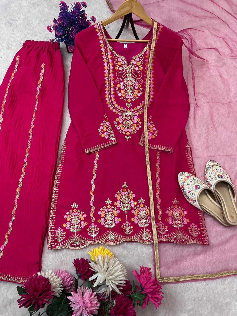 FESTIVAL SPECIAL NEW DESIGN ON SILK FABRIC CRUSH PLAZZO