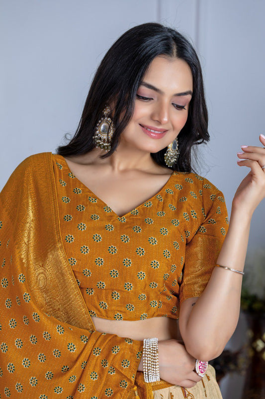 Heavy Lichi Fabric WIth Jacquard Border Lehenga