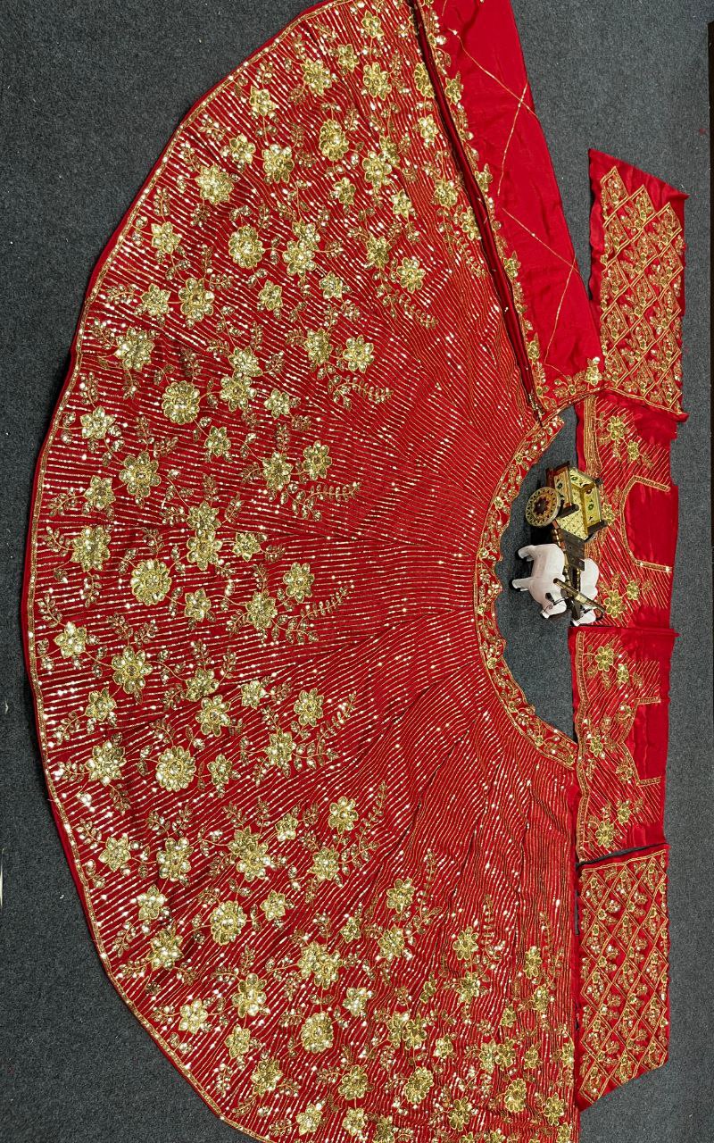 Launching 4 meter flared Embroidery Sequins Work Lehenga
