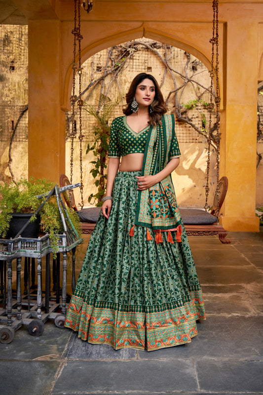 Tasar Silk Iconic Sparkle With Lace Border Lehenga Choli