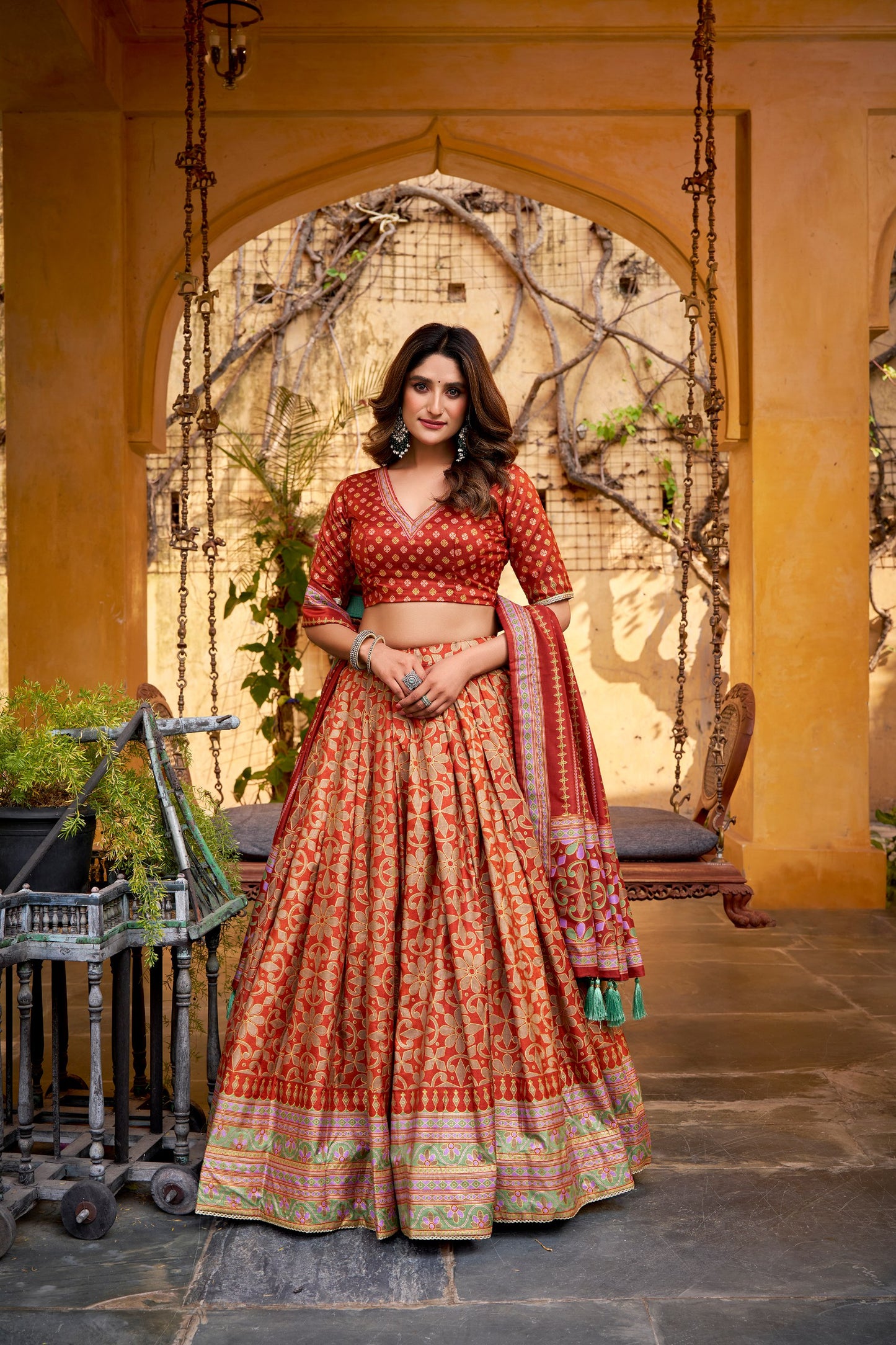 Tasar Silk Iconic Sparkle With Lace Border Lehenga Choli