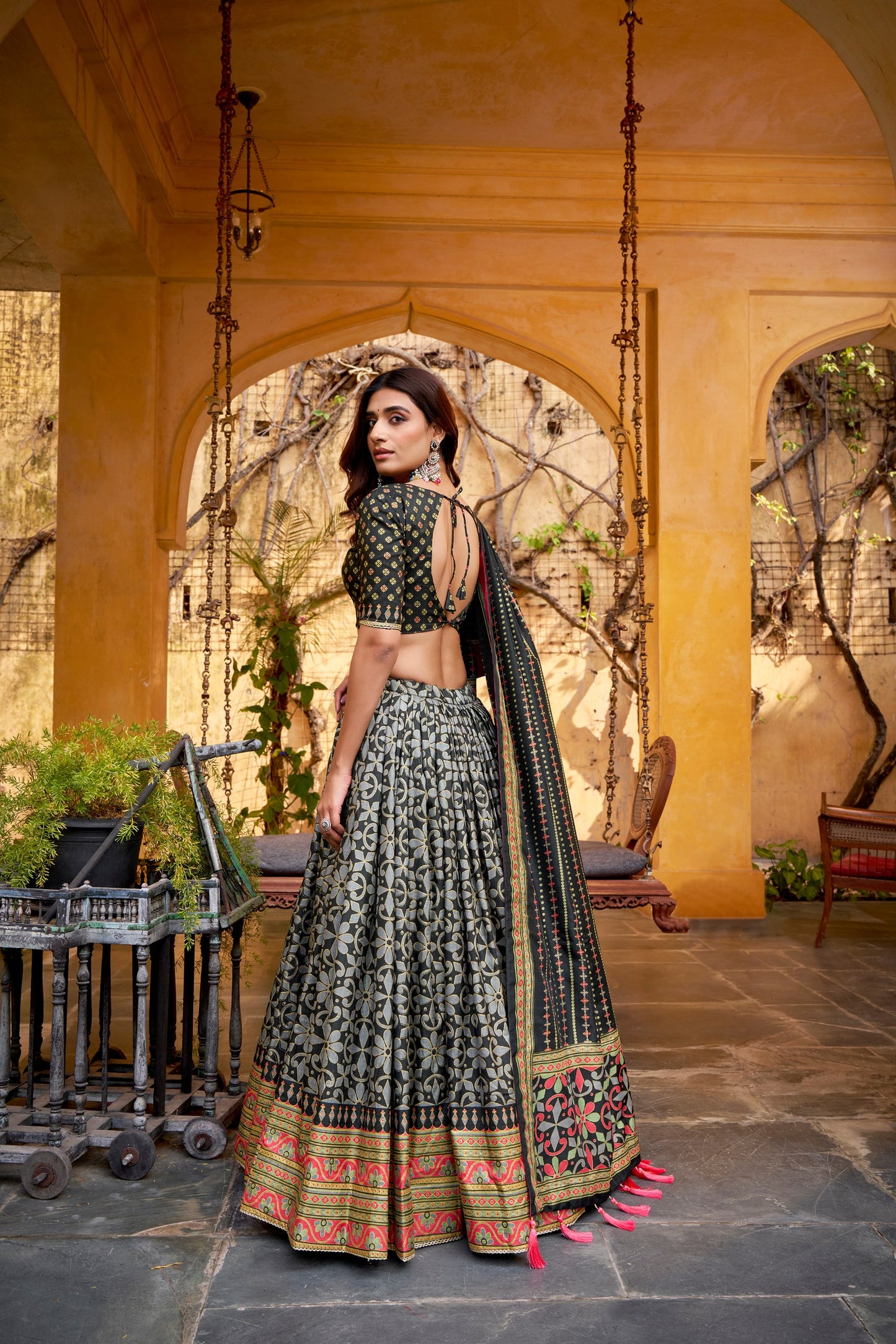 Tasar Silk Iconic Sparkle With Lace Border Lehenga Choli