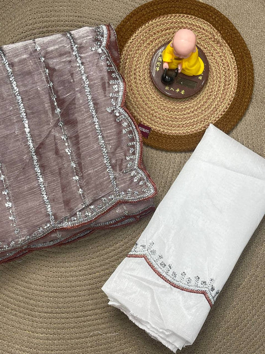 Premium chiffon silk with 3 mm sequence work Saree