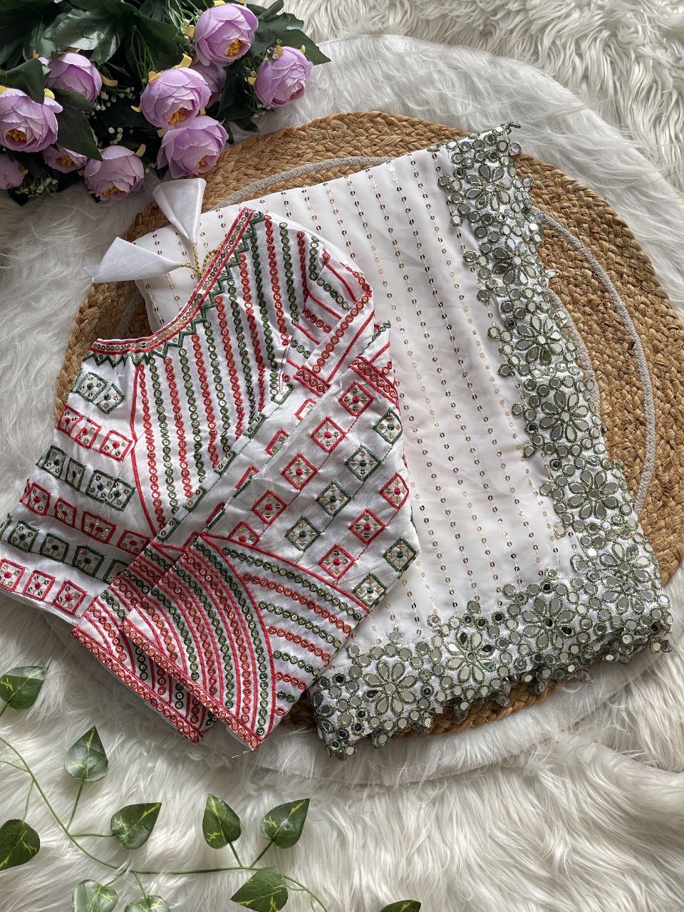 Zari-Jacquard-Bordüre mit Zari-Futter im vollen Sari