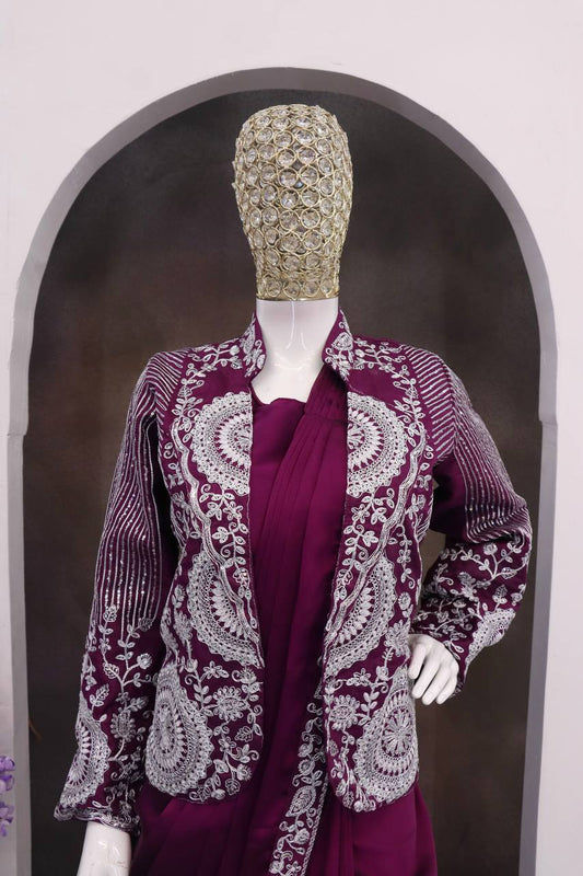 Experience effortless luxury with this premium ready-to-wear saree