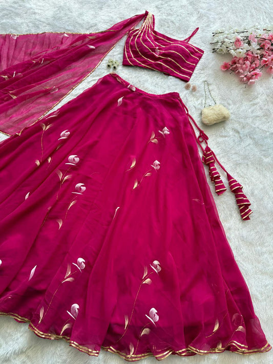 Pure Georgette Hand Painted lehnga