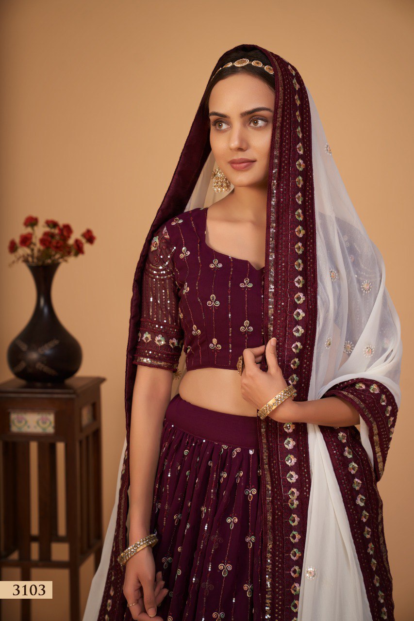 NEW TRENDING GEORGETTE LEHNAGA CHOLI WITH CONTRAST DUPATTA