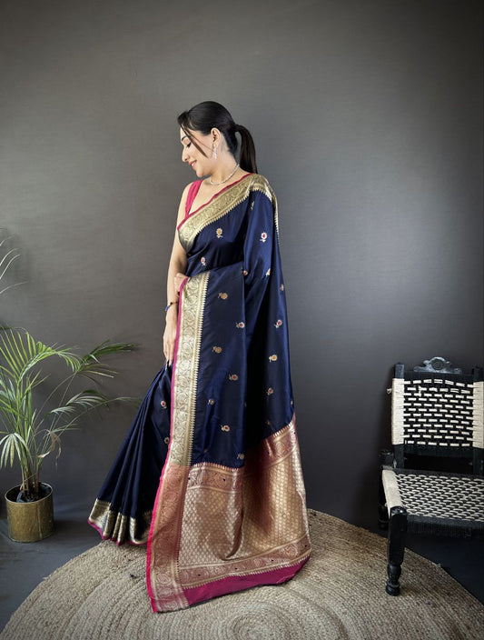 SOFT SILK WITH ATTRACTIVE GOLD JARI SAREE