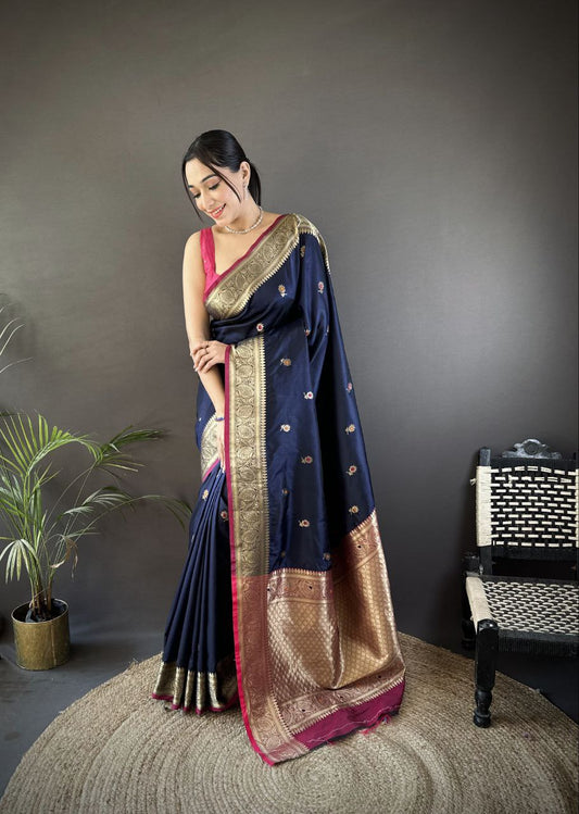 SOFT SILK WITH ATTRACTIVE GOLD JARI SAREE