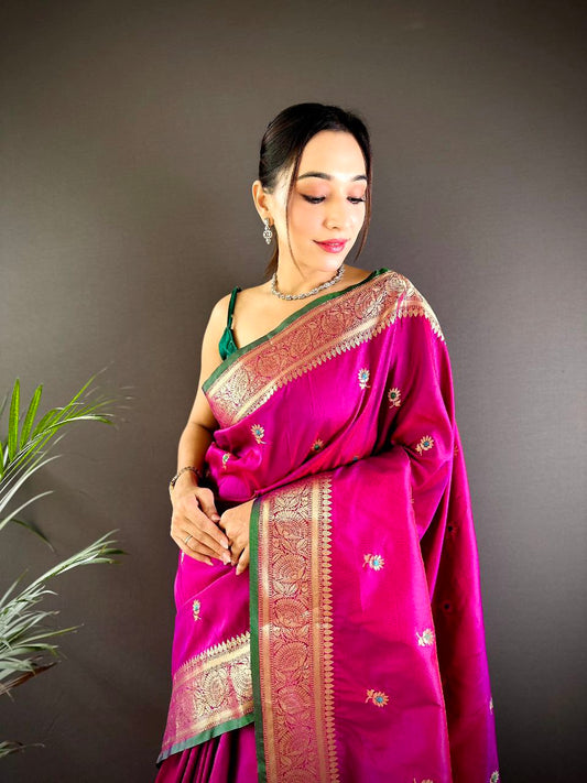 SOFT SILK WITH ATTRACTIVE GOLD JARI SAREE