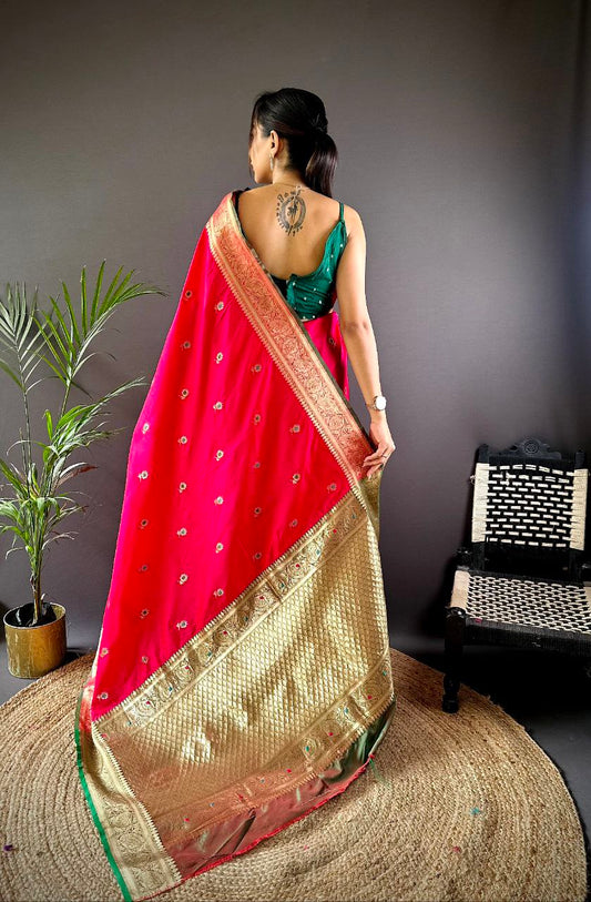 SOFT SILK WITH ATTRACTIVE GOLD JARI SAREE