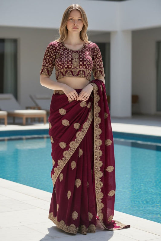 Heavy Fandy Satin Silk Saree