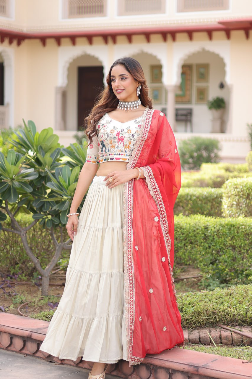 Cosmos silk with Standard Frill stitching lehenga choli