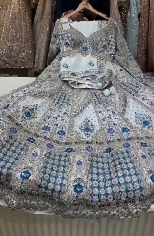 Launching 4 meter flared Fox Georgette Sequins Embroidered Work Lehenga