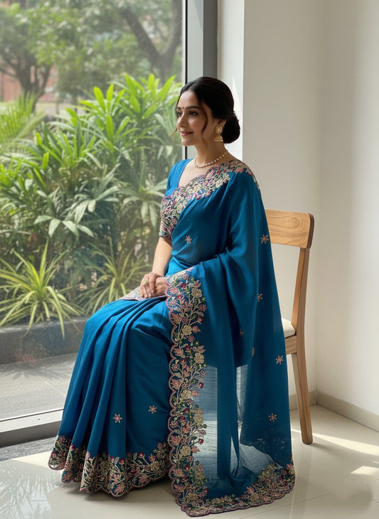 Party Wear Soft Fendy Chiffon Saree