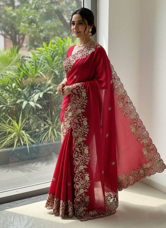 Party Wear Soft Fendy Chiffon Saree