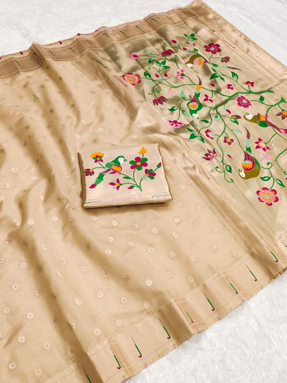 Paithani saree Heavy Tissue mina butti with weaving Jari Saree