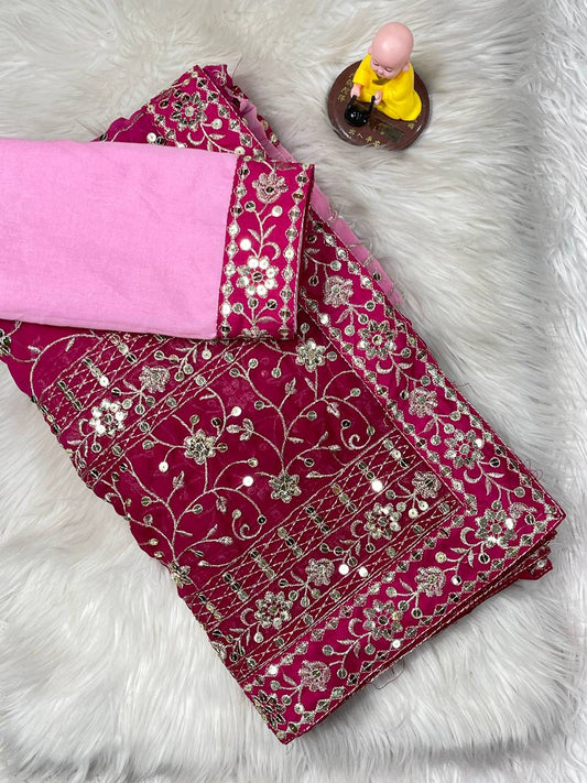 SOFT GEORGETTE PEDING FABRIC ON BEAUTIFUL SAREE