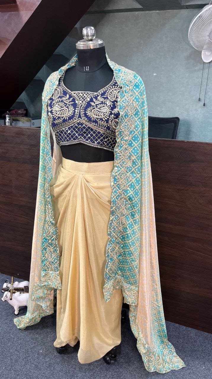 Launching Chinon Silk Embroidery sequins Work Dress