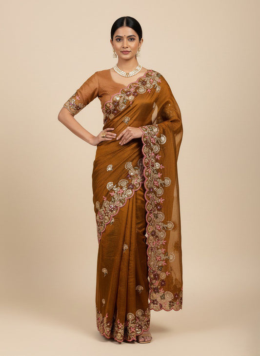 Party Wear Soft Fendy Chiffon Saree