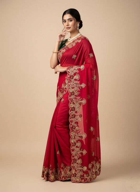 Party Wear Soft Fendy Chiffon Saree