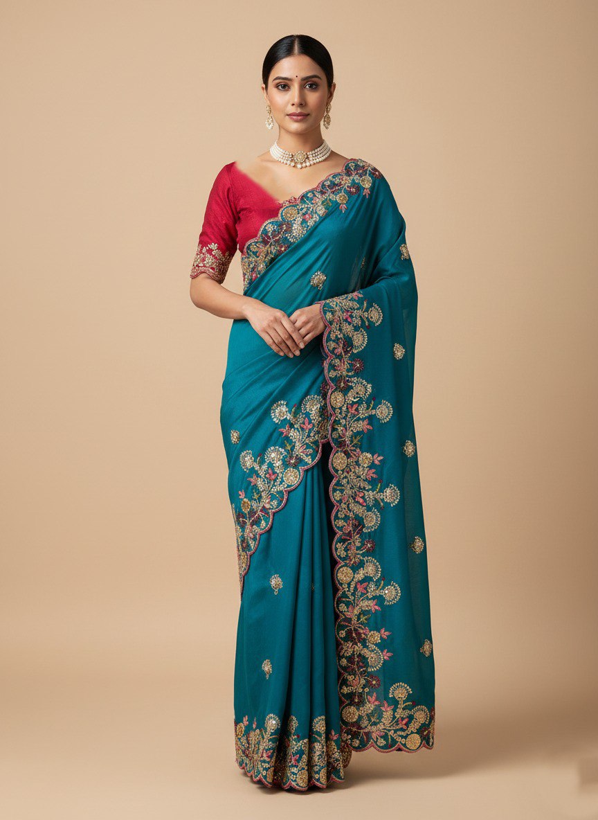 Party Wear Soft Fendy Chiffon Saree