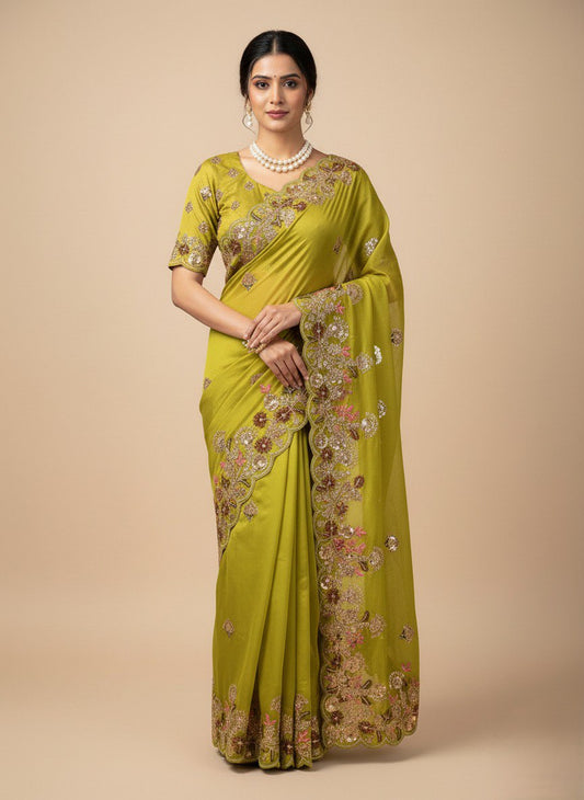 Party Wear Soft Fendy Chiffon Saree