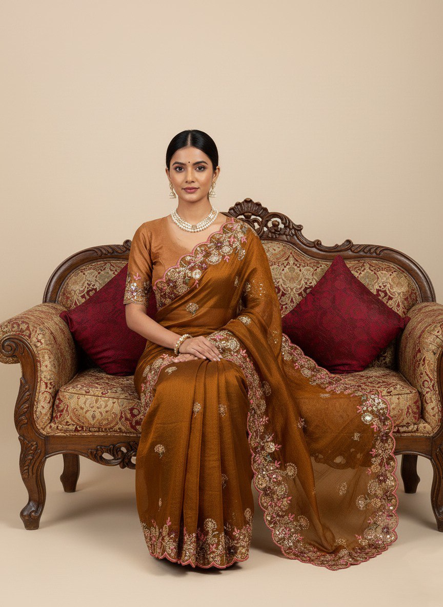 Party Wear Soft Fendy Chiffon Saree