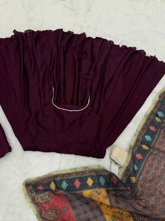 Pure Chinon Anarkali suit of huge flair