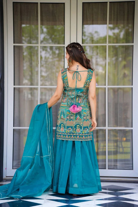 organza digital printed kurta