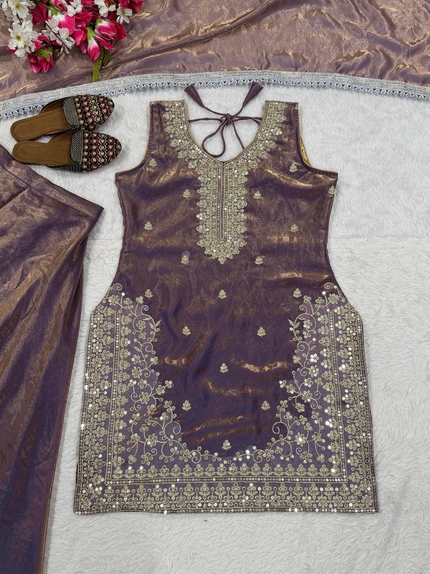 Heavy Fandy Silk With Heavy Embroidery Plazzo