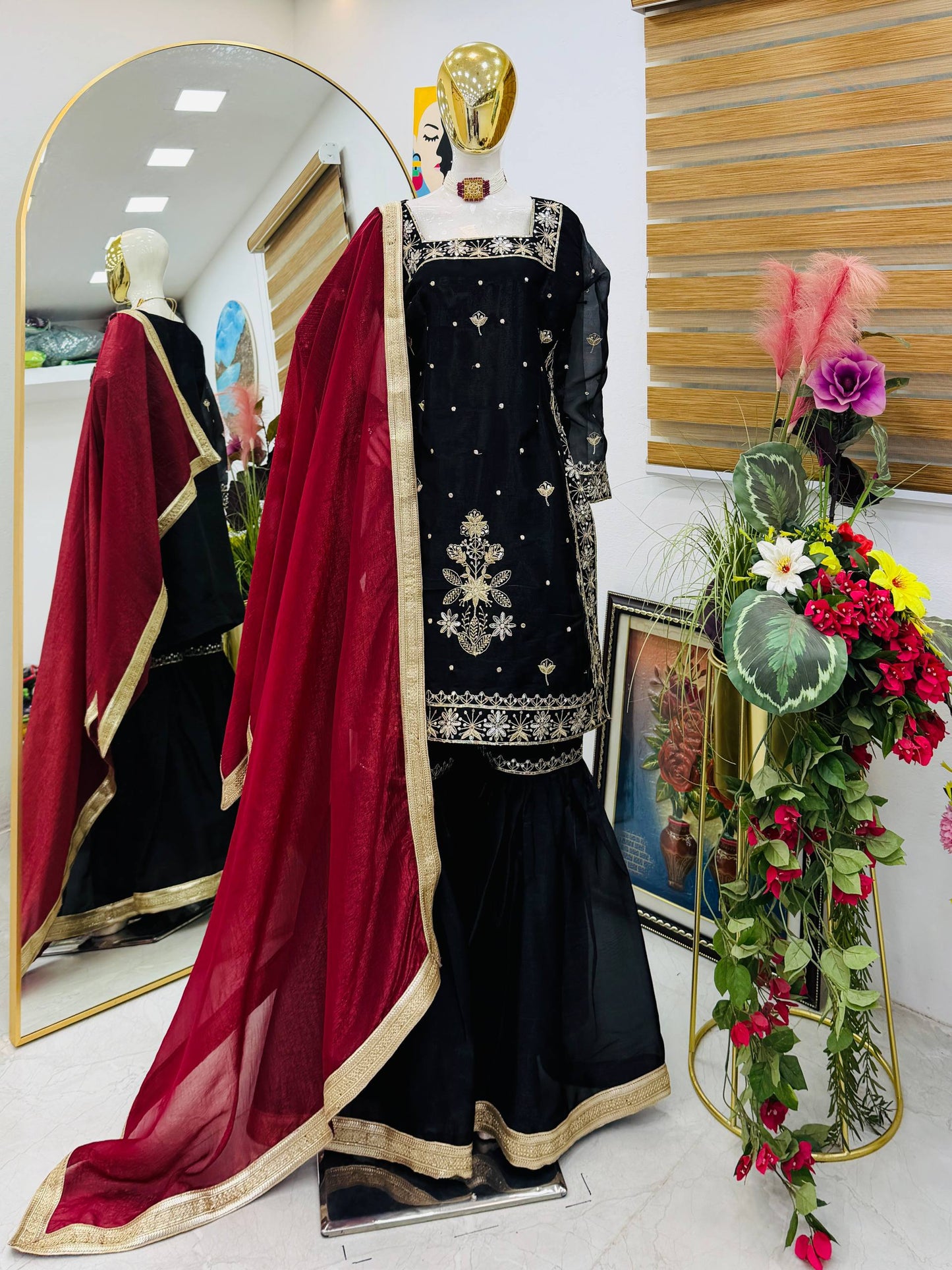 New Designer Party Top Pallazo & Dupatta Set