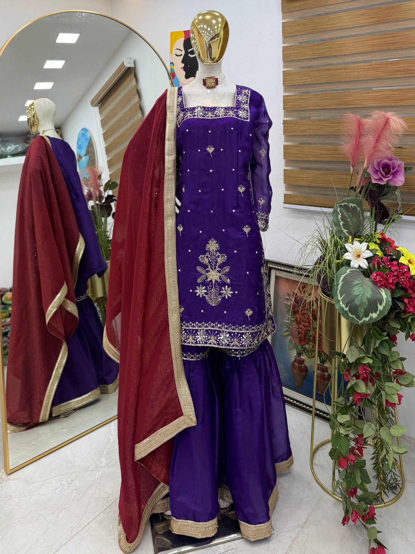 New Designer Party Top Pallazo & Dupatta Set