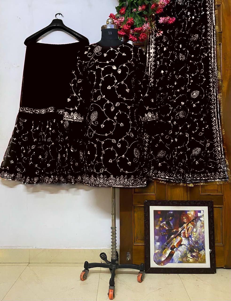 VÊTEMENTS DE COURSE TENDANCE HAUT EN FAUSSE GEORGETTE BRODERIE EN FIL DE COTON