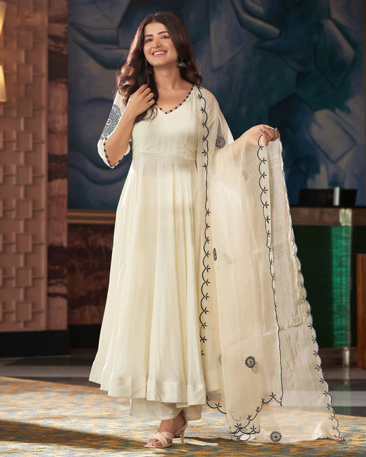 Georgette anarkali embroidery work Gown