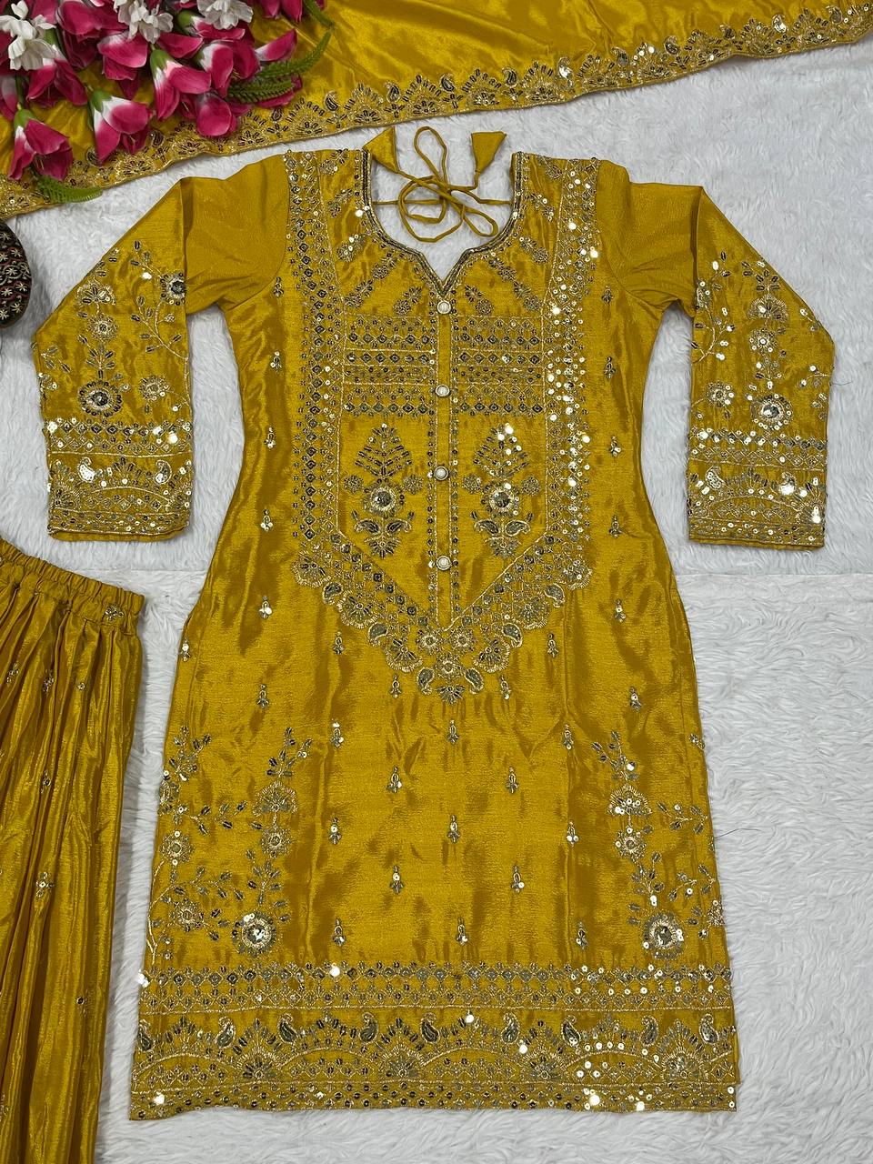 Launching New Designer Party Wear Look Top Sharara Plazzo and Dupatta