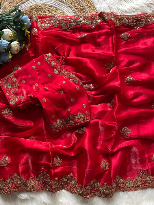 PURE SOFT ZIMMY CHHU SILK FABRIC SAREE