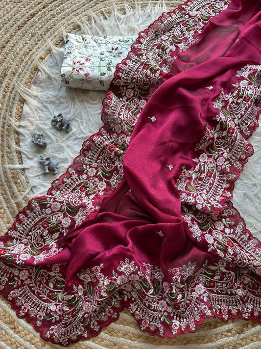 PURE SOFT BLACK RANGOLI SILK FABRIC SAREE